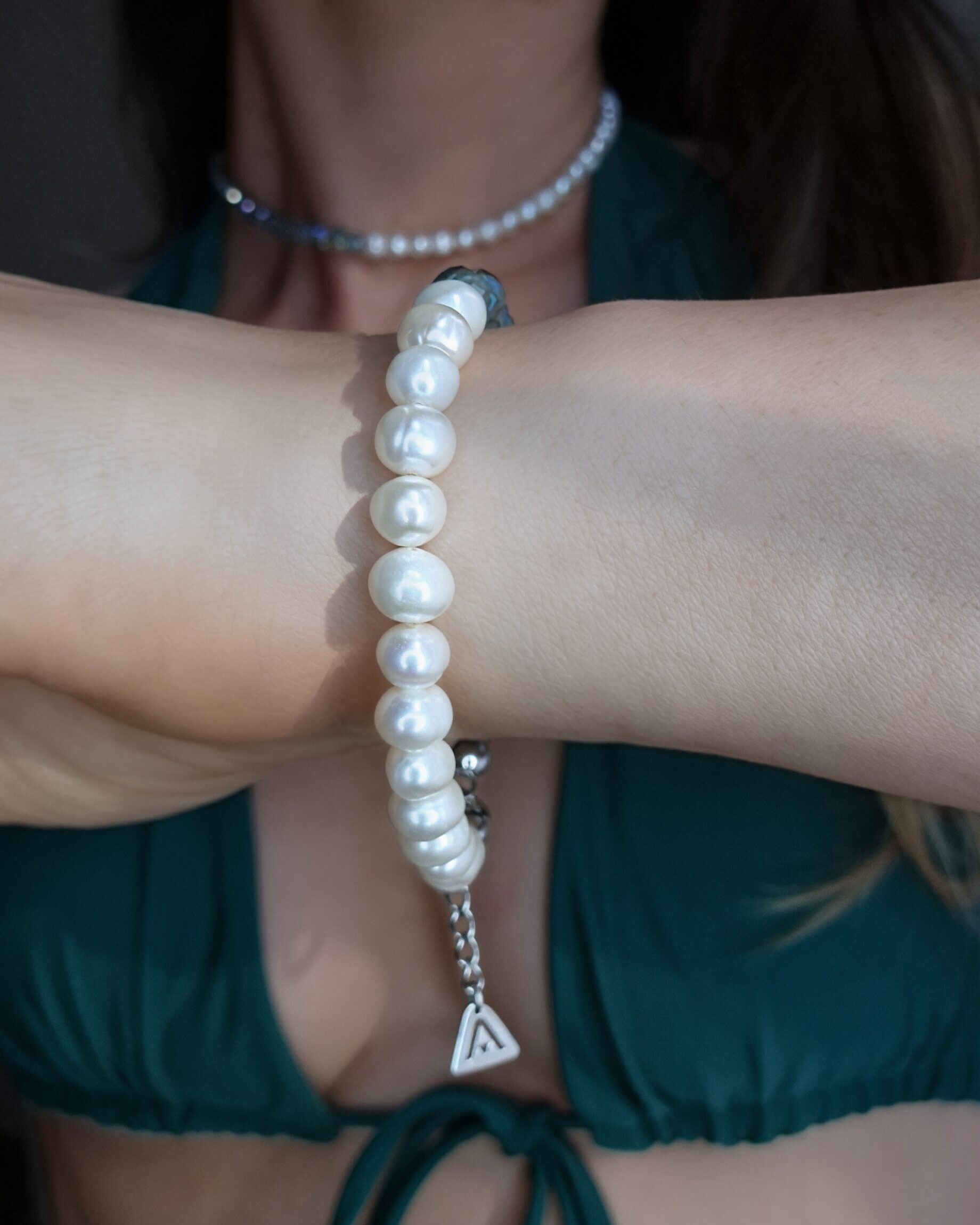 Half Pearl, Half Crystal Bead Bracelet - Изображение 6