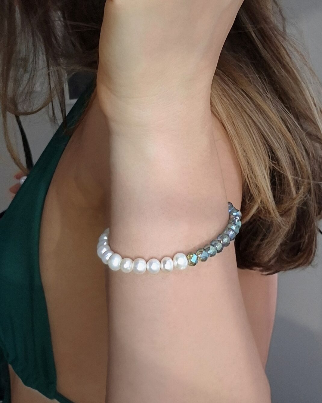 Half Pearl, Half Crystal Bead Bracelet - Изображение 3