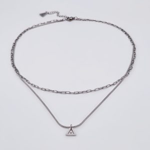 Subtle Double Chain Ray Necklace<span> - </span>Silver