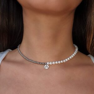 Half Pearl, Half Steel Necklace