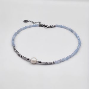 Aquamarine Single Pearl Necklace