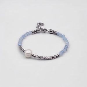 Aquamarine Single Pearl Bracelet