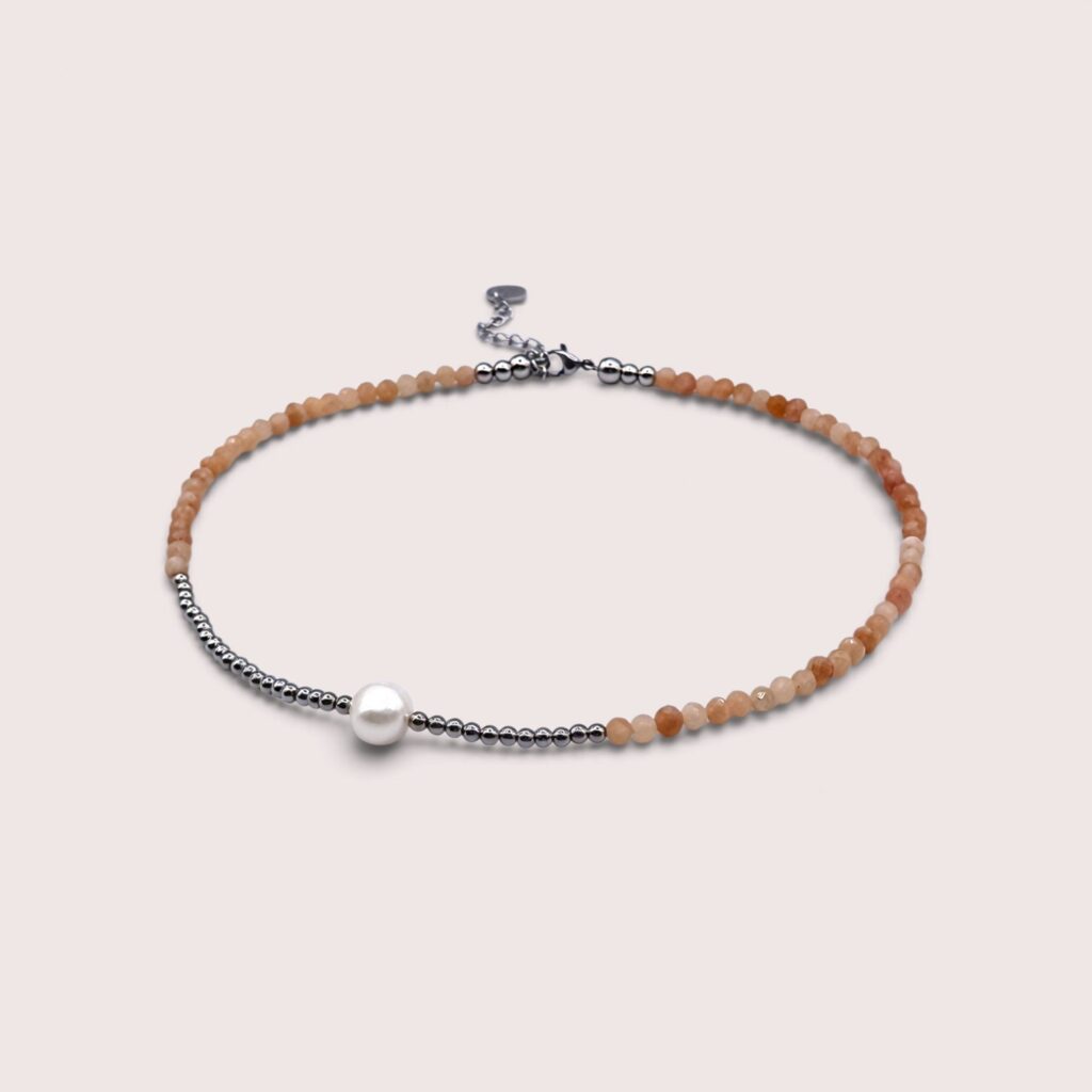 Sunstone Single Pearl Necklace