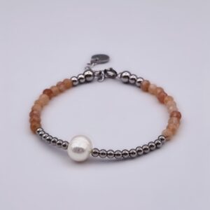 Sunstone Single Pearl Bracelet